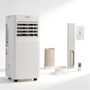 ROVSUN 3 in 1 Klimaanlage Mobil 7000 BTU mit Abluftschlauch, Moiles Klimagerät mit Kühl-, Entfeuchtungs- und Lüftungsfunktion, Mini Klimaanlage mit LED-Display & Fernbedienung & APP, 24H-Timer