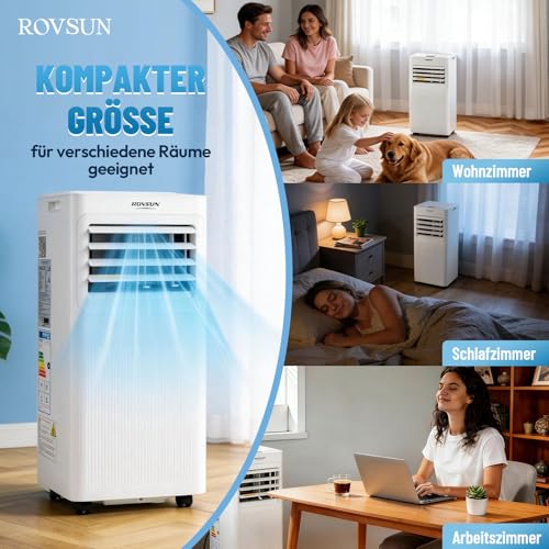 ROVSUN 3 in 1 Klimaanlage Mobil 7000 BTU mit Abluftschlauch, Moiles Klimagerät mit Kühl-, Entfeuchtungs- und Lüftungsfunktion, Mini Klimaanlage mit LED-Display & Fernbedienung & APP, 24H-Timer – Bild 6