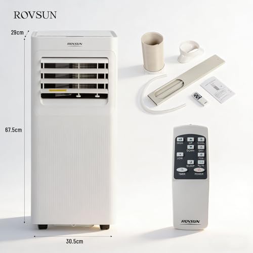 ROVSUN 3 in 1 Klimaanlage Mobil 7000 BTU mit Abluftschlauch, Moiles Klimagerät mit Kühl-, Entfeuchtungs- und Lüftungsfunktion, Mini Klimaanlage mit LED-Display & Fernbedienung & APP, 24H-Timer – Bild 8