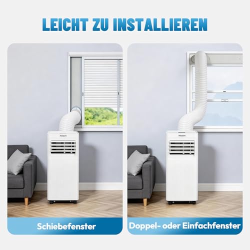 ROVSUN 3 in 1 Klimaanlage Mobil 7000 BTU mit Abluftschlauch, Moiles Klimagerät mit Kühl-, Entfeuchtungs- und Lüftungsfunktion, Mini Klimaanlage mit LED-Display & Fernbedienung & APP, 24H-Timer – Bild 9