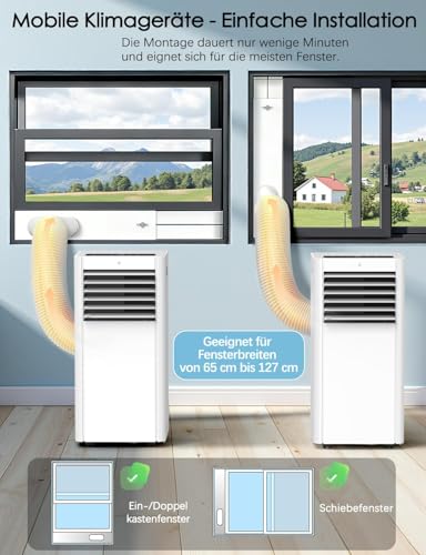 Mobile Klimaanlage, 4-in-1 Klimageräte 7000 BTU mit Abluftschlauch | 2, 0kW für Räume bis zu 25 m² | AUTO | LED Display& Fernbedienung, Timer, Leise & Energieeffizient | Easy-Cool- Klimaanlage – Bild 8