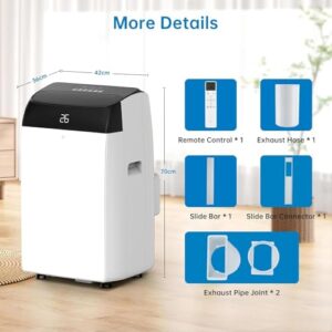 Alternative view of Acekool Mobile Klimaanlage leise, 12000BTU, 4-in-1 Mobile Klimaanlage mit Schlafmodus, Abluftschlauch Klimaanlage, 24-Timer, Für Räume Bis 43–51㎡ für Zimmer, Büro, temporären Raum[Energieklasse A]