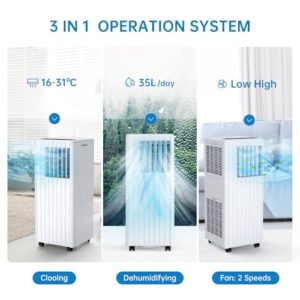 Alternative view of Mobiles Klimagerät 9000 BTU, 3-in-1 Klimaanlage mit Kühlen, Entfeuchten & Ventilator, für Räume bis 26㎡, Leiser Betrieb, 24h-Timer & Einfache Montage, Ideal für Schlafzimmer und Büro