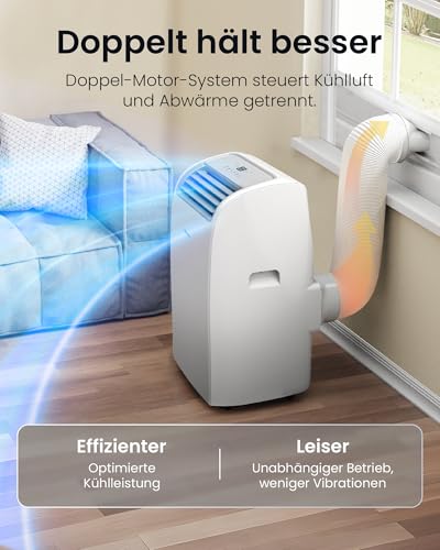 Newentor mobile Klimaanlage 12000 BTU, Klimaanlage mobil mit Abluftschlauch für Räume bis 43㎡, kühlen/entfeuchten/ventilieren mit Fernbedienung – Bild 3