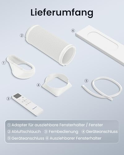 Newentor mobile Klimaanlage 12000 BTU, Klimaanlage mobil mit Abluftschlauch für Räume bis 43㎡, kühlen/entfeuchten/ventilieren mit Fernbedienung – Bild 9