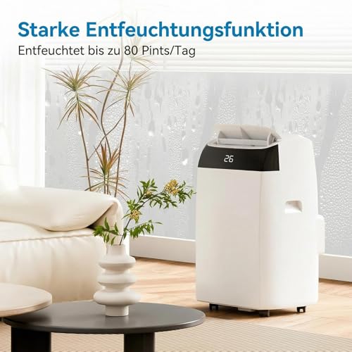Garvee Klimaanlage Mobil 12000 BTU, 4-in-1 Mobile Klimaanlage mit Abluftschlauch Fernbedienung, Leise 51dB, Kühlen/Entfeuchten/Ventilator/Schlafmodus, Follow-Me, Kältemittel R290, für Räume bis 50㎡ – Bild 7
