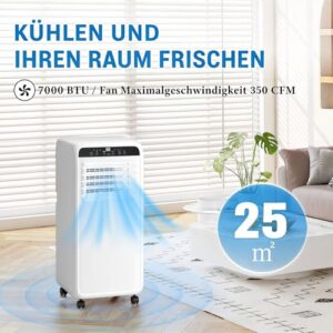 Alternative view of DollarDash 7000 BTU Mobile Klimaanlage, 3-in-1 Klimagerät mobil bis 25 m² mit Kühlfunktion, Lüftung, Entfeuchtung, Fernbedienung & Installationsset, 24-Stunden-Timer, leise stehende Klimaanlage