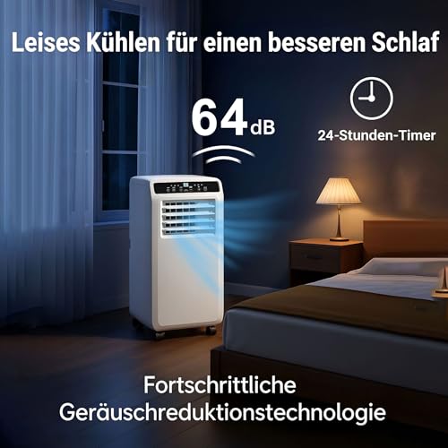 DollarDash 7000 BTU Mobile Klimaanlage, 3-in-1 Klimagerät mobil bis 25 m² mit Kühlfunktion, Lüftung, Entfeuchtung, Fernbedienung & Installationsset, 24-Stunden-Timer, leise stehende Klimaanlage – Bild 5
