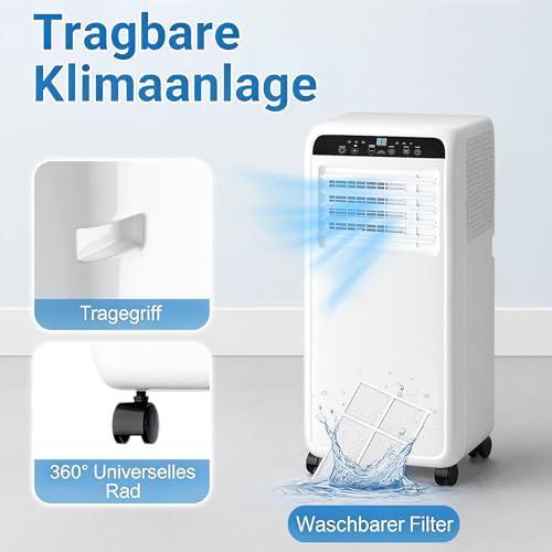 DollarDash 7000 BTU Mobile Klimaanlage, 3-in-1 Klimagerät mobil bis 25 m² mit Kühlfunktion, Lüftung, Entfeuchtung, Fernbedienung & Installationsset, 24-Stunden-Timer, leise stehende Klimaanlage – Bild 7