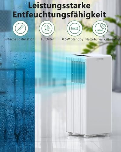 Garvee Klimaanlage Mobil Klimagerät 7000 BTU, 3 in 1 Kühlen Entfeuchten Lüftermodus Schlafmodus, 2.0KW Mobile Klima mit Abluftschlauch, Fernbedienung,24h-Time, Air Conditioner, Für Räume bis 18-25 m² – Bild 5