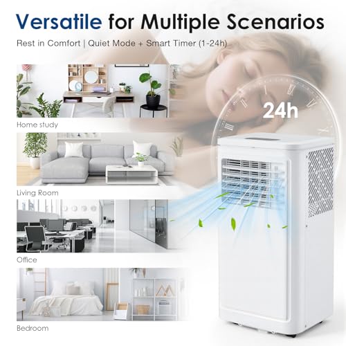 YODOLLA Mobile Klimaanlage 9000 BTU, 4-in-1 Klimagerät mit WiFi & Bluetooth, Kühlen, Entfeuchten, Ventilator, 17–30°C einstellbar, 24h Timer, für 10–20㎡ Zimmer/Büro, Energieklasse A – Bild 4