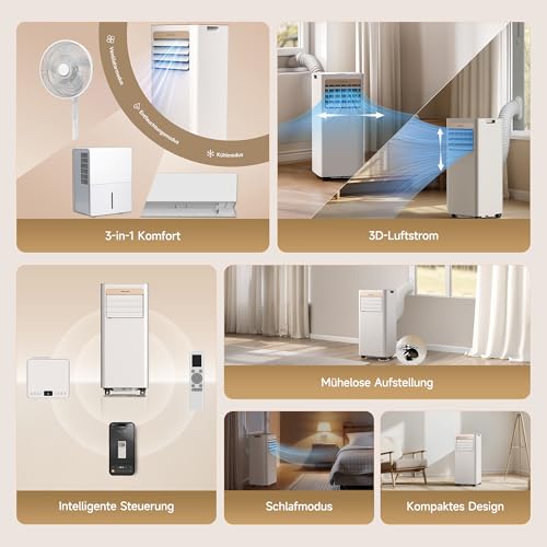 DREAME P-Wind10 7000 BTU Tragbare Klimaanlage, 3-in-1: Kühler & Entfeuchter & Ventilator. 3D Airflow, App- & Fernsteuerung, Schlafmodus, Selbstverdunstung, einfache Einrichtung – Bild 9