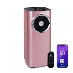 Klarstein Kraftwerk Smart 10K Mobiles Klimagerät – 10000 BTU, 29-49 m², App & Alexa Steuerung, 3-Stufen Ventilator, 23 l/h Entfeuchtung, Leise, Inkl. Fensterkit, Metallisch Rosegold