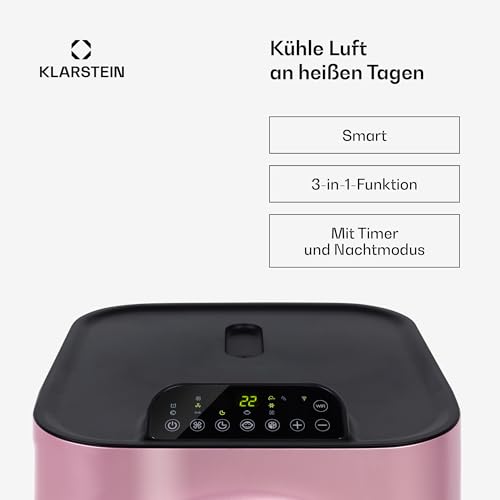 Klarstein Kraftwerk Smart 10K Mobiles Klimagerät – 10000 BTU, 29-49 m², App & Alexa Steuerung, 3-Stufen Ventilator, 23 l/h Entfeuchtung, Leise, Inkl. Fensterkit, Metallisch Rosegold – Bild 2