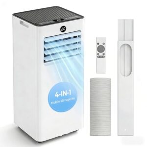 AIRFISH Mobile Klimaanlage 9000 BTU – Leise 4-in-1 Klimaanlage mit LED-Display, Fernbedienung & Rollen | Kühlen, Entfeuchten, Ventilator & Sleep-Modus | Fensterkit inklusive | Für Räume bis 28 m²