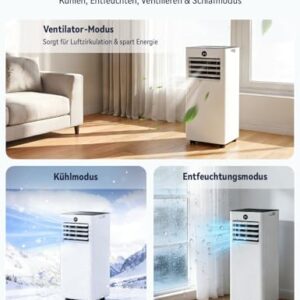 Alternative view of AIRFISH Mobile Klimaanlage 9000 BTU – Leise 4-in-1 Klimaanlage mit LED-Display, Fernbedienung & Rollen | Kühlen, Entfeuchten, Ventilator & Sleep-Modus | Fensterkit inklusive | Für Räume bis 28 m²