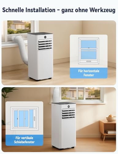 AIRFISH Mobile Klimaanlage 9000 BTU – Leise 4-in-1 Klimaanlage mit LED-Display, Fernbedienung & Rollen | Kühlen, Entfeuchten, Ventilator & Sleep-Modus | Fensterkit inklusive | Für Räume bis 28 m² – Bild 7