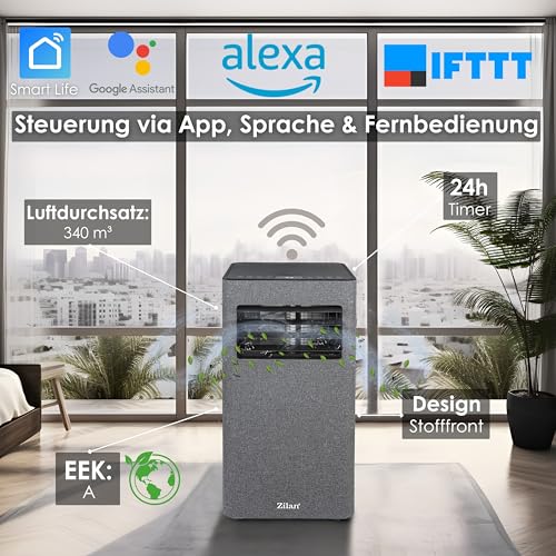 Zilan Mobile Klimaanlage 9000 BTU mit WLAN & Abluftschlauch, 3-in-1 Mobiles Klimagerät – Kühlen, Entfeuchten & Ventilator, leise, inkl. Fensterabdichtung & Fernbedienung, Timer, Wifi App-Steuerung – Bild 3