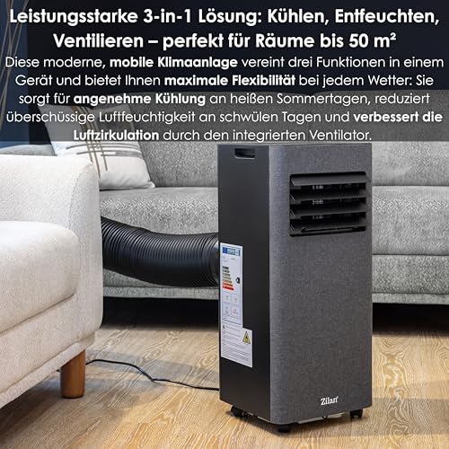 Zilan Mobile Klimaanlage 9000 BTU mit WLAN & Abluftschlauch, 3-in-1 Mobiles Klimagerät – Kühlen, Entfeuchten & Ventilator, leise, inkl. Fensterabdichtung & Fernbedienung, Timer, Wifi App-Steuerung – Bild 5