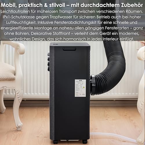 Zilan Mobile Klimaanlage 9000 BTU mit WLAN & Abluftschlauch, 3-in-1 Mobiles Klimagerät – Kühlen, Entfeuchten & Ventilator, leise, inkl. Fensterabdichtung & Fernbedienung, Timer, Wifi App-Steuerung – Bild 6