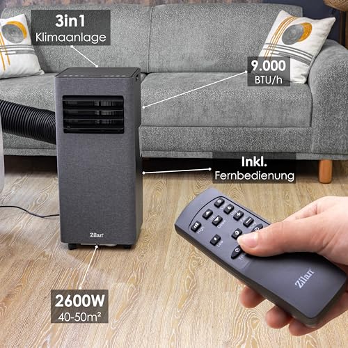 Zilan Mobile Klimaanlage 9000 BTU mit WLAN & Abluftschlauch, 3-in-1 Mobiles Klimagerät – Kühlen, Entfeuchten & Ventilator, leise, inkl. Fensterabdichtung & Fernbedienung, Timer, Wifi App-Steuerung – Bild 7
