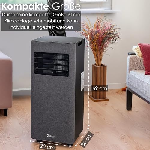 Zilan Mobile Klimaanlage 9000 BTU mit WLAN & Abluftschlauch, 3-in-1 Mobiles Klimagerät – Kühlen, Entfeuchten & Ventilator, leise, inkl. Fensterabdichtung & Fernbedienung, Timer, Wifi App-Steuerung – Bild 8