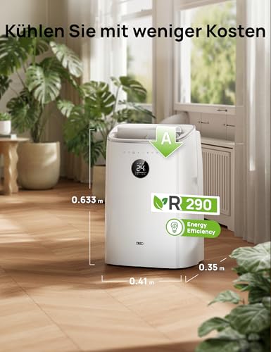 DREO Klimaanlage Mobil, 7.500 BTU Mobiles Klimagerät für Schlafzimmer & Büro, 3-in-1 Kühlen/Ventilieren/Entfeuchten, App-/Sprachsteuerung/Fernbedienung, drainagefrei, Fenster-Set, 2,5 L/h, AC318S – Bild 8