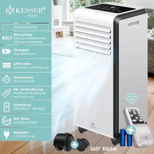 Alternative view of KESSER® Klimaanlage Mobiles Klimagerät 4in1 kühlen | Luftentfeuchter lüften | Ventilator 7000 BTU/h 780W | Mobil Klima mit Montagematerial, Fernbedienung & Timer | Nachtmodus & 360° Rollen