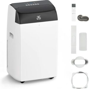 GarveeHome Mobile Klimaanlage 12000 BTU, 3-in-1 Klimagerät Mit Abluftschlauch, Leise, Digitaldisplay, Fernbedienung, 24h-Timer, Fenster-Installationsset, Für Räume Bis 51m² Schwarz