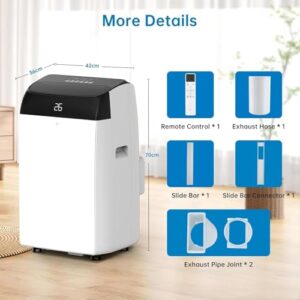 Alternative view of GarveeHome Mobile Klimaanlage 12000 BTU, 3-in-1 Klimagerät Mit Abluftschlauch, Leise, Digitaldisplay, Fernbedienung, 24h-Timer, Fenster-Installationsset, Für Räume Bis 51m² Schwarz