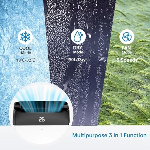 GarveeHome Mobile Klimaanlage 12000 BTU, 3-in-1 Klimagerät Mit Abluftschlauch, Leise, Digitaldisplay, Fernbedienung, 24h-Timer, Fenster-Installationsset, Für Räume Bis 51m² Schwarz – Bild 5