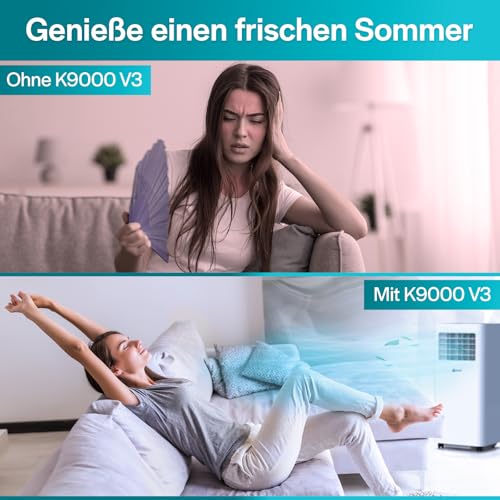 KLIM K9000-3-In-1 KLIMaanlage Mobil - Fernbedienung - Mit Integrierter Entfeuchtungsfunktion, Ventilator und Kühlmodus- 9000 BTU Tragbare KLIMagerät - 5 Jahre Schutz - Weiß – Bild 2