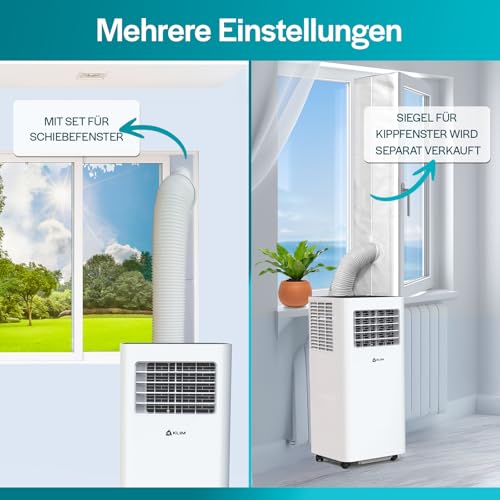 KLIM K9000-3-In-1 KLIMaanlage Mobil - Fernbedienung - Mit Integrierter Entfeuchtungsfunktion, Ventilator und Kühlmodus- 9000 BTU Tragbare KLIMagerät - 5 Jahre Schutz - Weiß – Bild 5