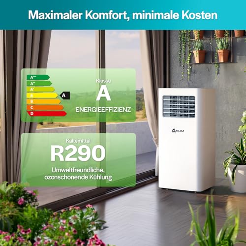 KLIM K9000-3-In-1 KLIMaanlage Mobil - Fernbedienung - Mit Integrierter Entfeuchtungsfunktion, Ventilator und Kühlmodus- 9000 BTU Tragbare KLIMagerät - 5 Jahre Schutz - Weiß – Bild 7