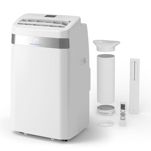 JUMMICO 12000 BTU Mobile Klimaanlage mit Abluftschlauch & Fensterkit | 4-in-1: Kühlen, Entfeuchten, Ventilator, Schlafmodus | Leise (45 dB) | Mit Fernbedienung & Timer | Für Räume bis 40 m²