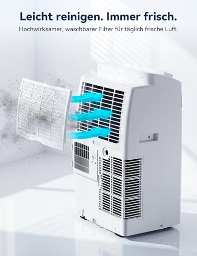 JUMMICO 12000 BTU Mobile Klimaanlage mit Abluftschlauch & Fensterkit | 4-in-1: Kühlen, Entfeuchten, Ventilator, Schlafmodus | Leise (45 dB) | Mit Fernbedienung & Timer | Für Räume bis 40 m² – Bild 8