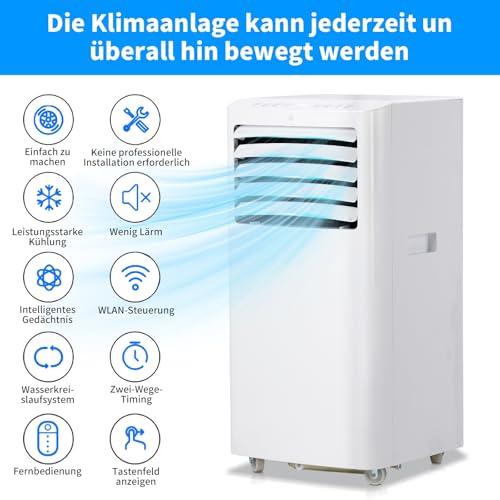 LEADZM Mobile Klimagerät klimaanlage,12000 BTU 1350W, Raumgröße bis 117m³(43㎡),Air Conditioner mit Abluftschlauch,Kühlen,Ventilieren,Entfeuchten (12000, BTU) – Bild 2