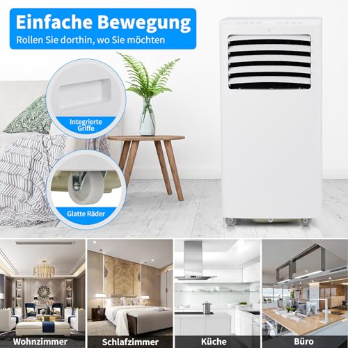 LEADZM Mobile Klimagerät klimaanlage,12000 BTU 1350W, Raumgröße bis 117m³(43㎡),Air Conditioner mit Abluftschlauch,Kühlen,Ventilieren,Entfeuchten (12000, BTU) – Bild 3