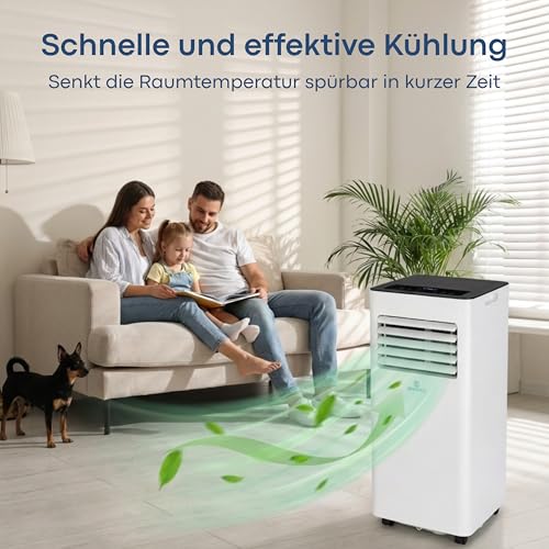 Aironex Mobiles Klimagerät 7000 BTU – Klimaanlage Weiß – Klimagerät mit Fensterabdichtung – Leise Klimaanlage mit Fernbedienung – Mobiles Klimagerät für Schlafzimmer, Wohnzimmer und Büro – Bild 3