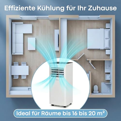 Aironex Mobiles Klimagerät 7000 BTU – Klimaanlage Weiß – Klimagerät mit Fensterabdichtung – Leise Klimaanlage mit Fernbedienung – Mobiles Klimagerät für Schlafzimmer, Wohnzimmer und Büro – Bild 5