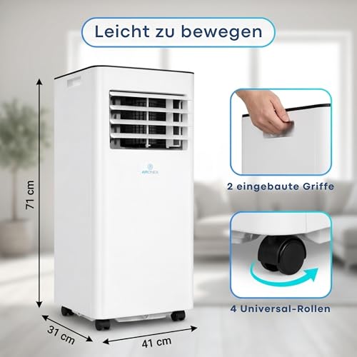 Aironex Mobiles Klimagerät 7000 BTU – Klimaanlage Weiß – Klimagerät mit Fensterabdichtung – Leise Klimaanlage mit Fernbedienung – Mobiles Klimagerät für Schlafzimmer, Wohnzimmer und Büro – Bild 8