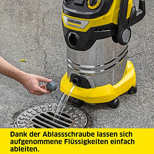 Kärcher Nass-/Trockensauger WD 6 P S V-30/8/35/T, mit extra langem 8 m Kabel & 3,5 m Saugschlauch für maximale Reichweite, inkl. Steckdose, Flachfaltenfilter, Filterbox, 1.300 W, 30l Edelstahlbehälter – Bild 5
