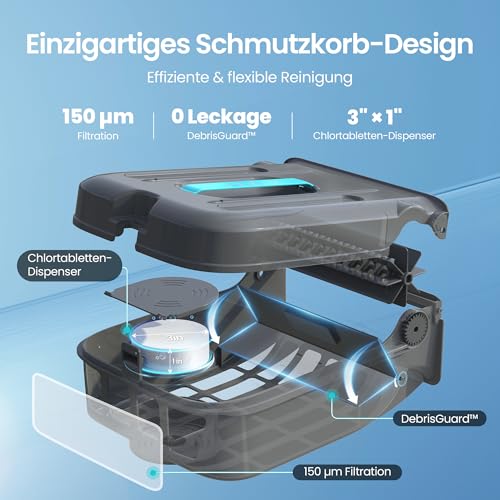 AIPER EcoSurfer S2 Solar Pool Skimmer Roboter, Poolroboter Akku mit App-Steuerung, 24/7 Oberflächenreinigung, Solar- & DC-Ladung, intelligente Hinderniserkennung, 150 µm Filter, OTA-Updates – Bild 4