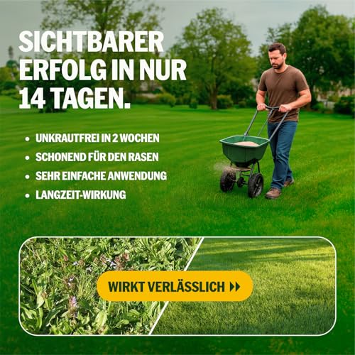 Supergreen Rasendünger mit Unkrautvernichter 2in1 Langzeit bis 75 Tage | 5kg | NPK 22-5-5 für dichten, sattgrünen, unkrautfreien Rasen in 14 Tagen | Effektiv gegen Unkraut | Premium Qualität – Bild 4