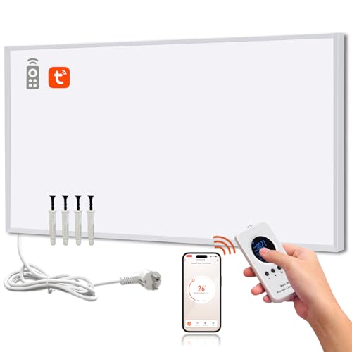 Hocosyme Infrarotheizung 1000 Watt mit Smart Steuerung, Energiesparende Infrarot Wandheizung, Elektroheizung mit Uberhitzungsschutz, WLAN App-Steuerung mit Fernbedienung, TÜV.
