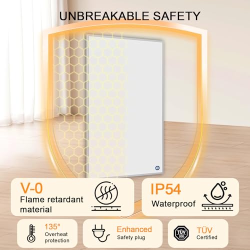 Hocosyme Infrarotheizung 180 Watt, Energiesparende Infrarot Wandheizung, Infrarot Heizung Heizkörper Heizpaneel, Elektroheizung mit Uberhitzungsschutz, 300 * 600mm, TÜV. – Bild 3