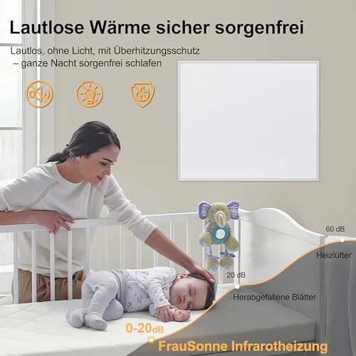 FrauSonne Infrarotheizung Wandmontage 800W, Infrarot Wandheizung – Energiesparender Elektroheizung mit Überhitzungsschutz, Geräuschlose Elektroheizkörper für Schlafzimmer, Bad und Büro – TÜV – Bild 5
