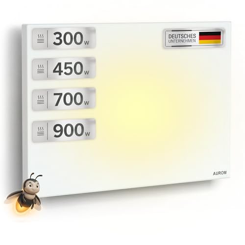 AUROM Infrarotheizung 300W – Infrarotheizung Wandmontage & Deckenmontage – Infrarot Wandheizung aus Metall – Elektrische Heizung für Innenräume (300, Watt)