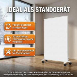 Alternative view of Hocosyme Infrarotheizung Standgerät 1000W mit Rollen, Bis 120°C in 1-3 Min, Bis 40% Energie Sparen, Mobil & Flexibel, Flüsterleise, V0-Schutz & Überhitzungsschutz, Für 10-25㎡