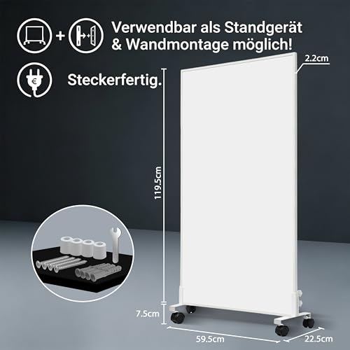 Hocosyme Infrarotheizung Standgerät 1000W mit Rollen, Bis 120°C in 1-3 Min, Bis 40% Energie Sparen, Mobil & Flexibel, Flüsterleise, V0-Schutz & Überhitzungsschutz, Für 10-25㎡ – Bild 7